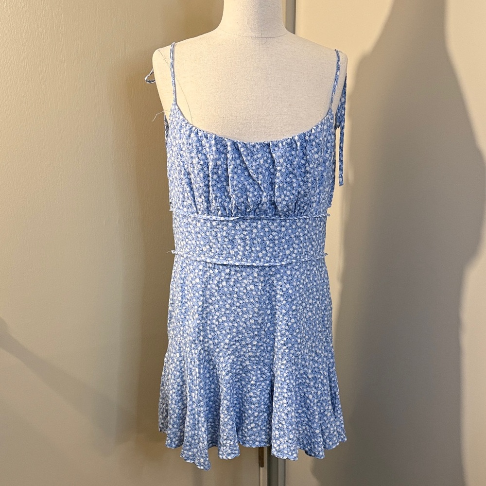 Fashion Nova Light Blue Floral Romper